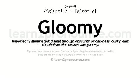 Gloomy meaning - French Translation of “GLOOMY” | The official Collins English-French Dictionary online. Over 100,000 French translations of English words and phrases. TRANSLATOR. LANGUAGE. ... But that gloomy backdrop means we can not rest or become complacent. The Guardian (2016) He has his hand on his heart as he looks downward in gloomy …